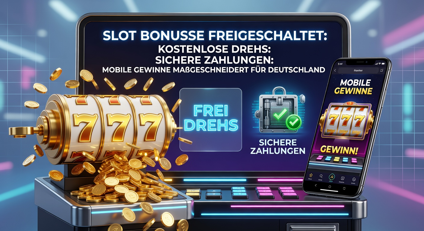 Bunte Slot-Maschine mit Freispiel-Symbolen und mobilen Geräten im Vordergrund, typisch für deutsche Online-Casinos